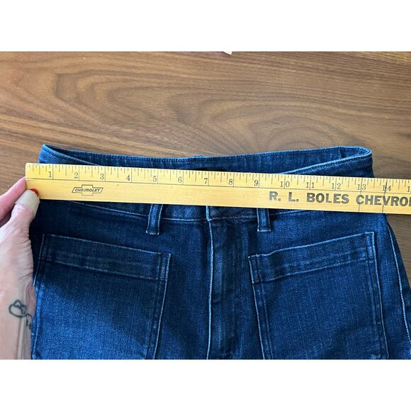 Quince Bella Stretch Patch Pocket Wide Leg Jeans High Rise Crop 27 - Picture 7 of 9